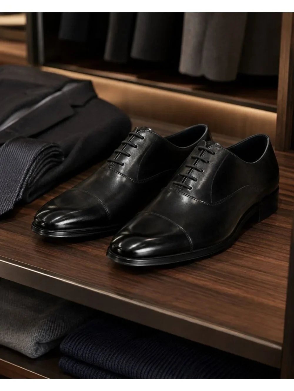 SD9 - Dune London Solver Men’s Black Leather Cap-Toe Oxford Shoes EU 42 US 9 NIB